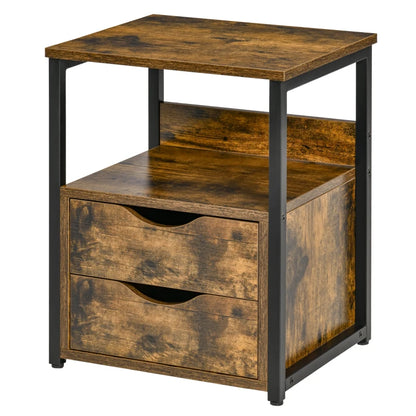 industrial style lamp table with Drawer