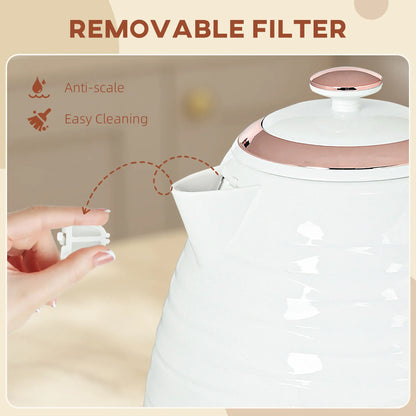 HOMCOM Kitchen 3kW Rapid Fast Boil Honeycomb Kettle - Cream