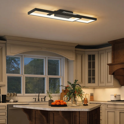 HOMCOM Modern Dimmable LED Ceiling Light with Wall Switch & Remote Control, Flush Mount Lamp, Black