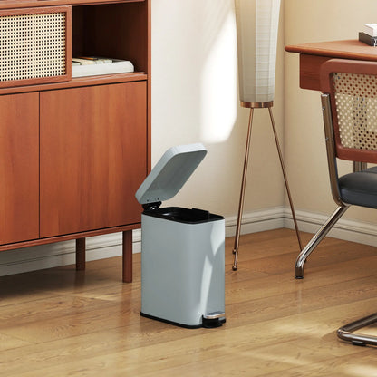 Rectangular Compact Bin Tidy Steel Body Removable Bucket w/ Pedal Lid 5L