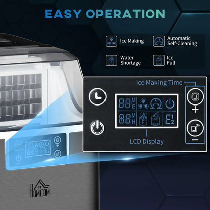 HOMCOM 3.2L Compact Ice Machine with LCD Screen and Accessories - Black