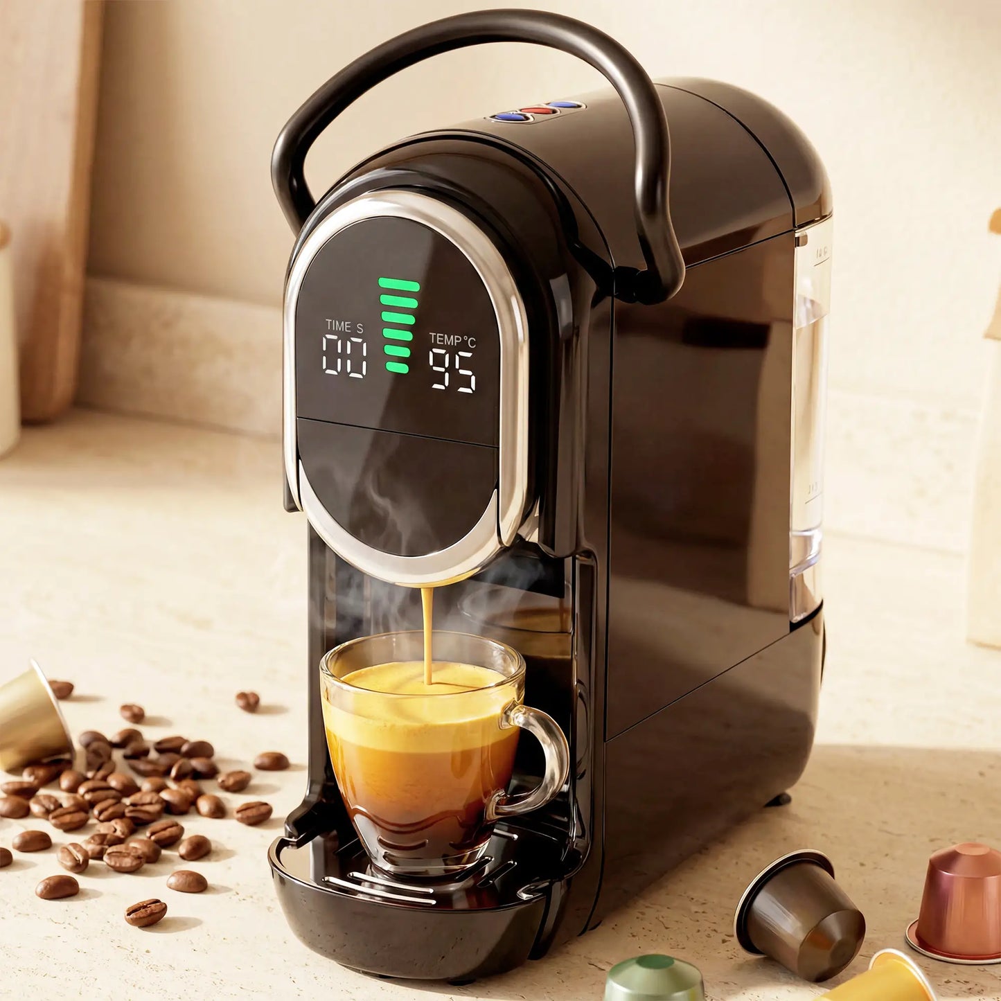 HOMCOM 0.6L Pod Coffee Machine for Nespresso, Dolce Gusto Capsule & Ground Coffee, Small Semi Automatic Coffee Maker