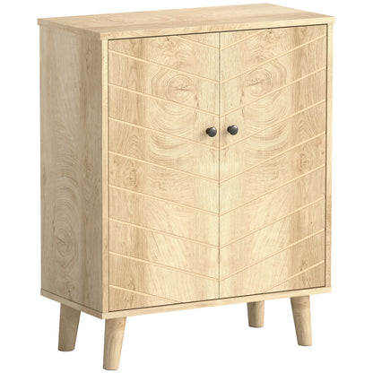HOMCOM Vintage Storage Cabinet with Double Chevron Doors - Natural Wood Effect