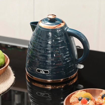 HOMCOM 3kW Rapid Boil Honeycomb Kitchen Kettle , 1.7L - Dark Blue