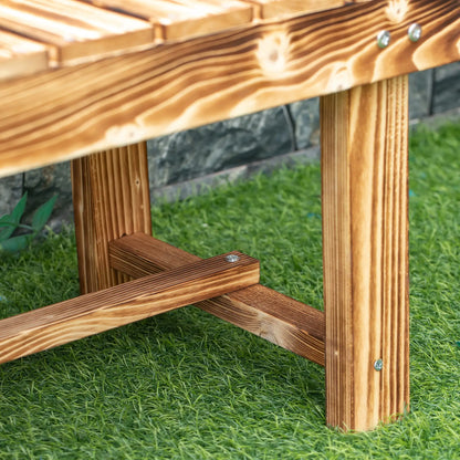 Outsunny 1 Piece 2-Seater Outdoor Indoor Wooden Garden Bench Fir Patio Loveseat, Carbonised