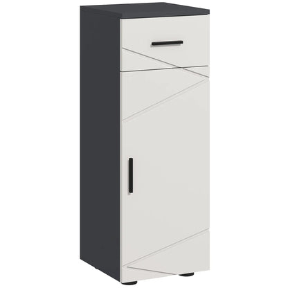 kleankin Slim Bathroom Cabinet, Narrow Bathroom Storage Cabinet with Drawer, Door Cupboard, Adjustable Shelf, Grey