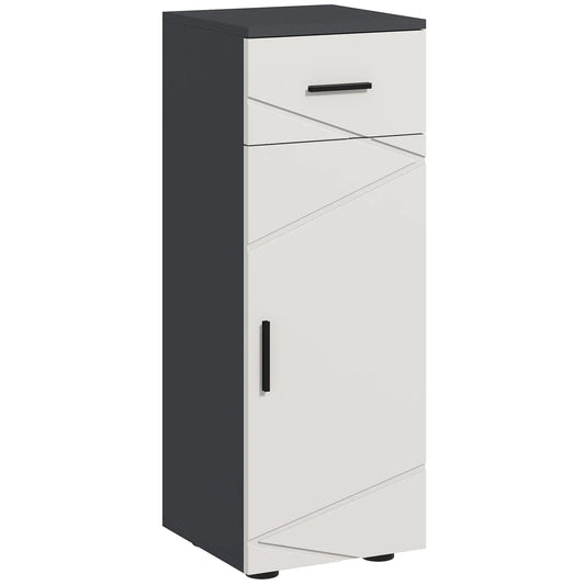kleankin Slim Bathroom Cabinet, Narrow Bathroom Storage Cabinet with Drawer, Door Cupboard, Adjustable Shelf, Grey