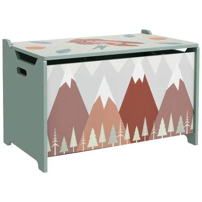 ZONEKIZ Toy Box, Kids Storage Chest with Lid and Safety Hinge - Green