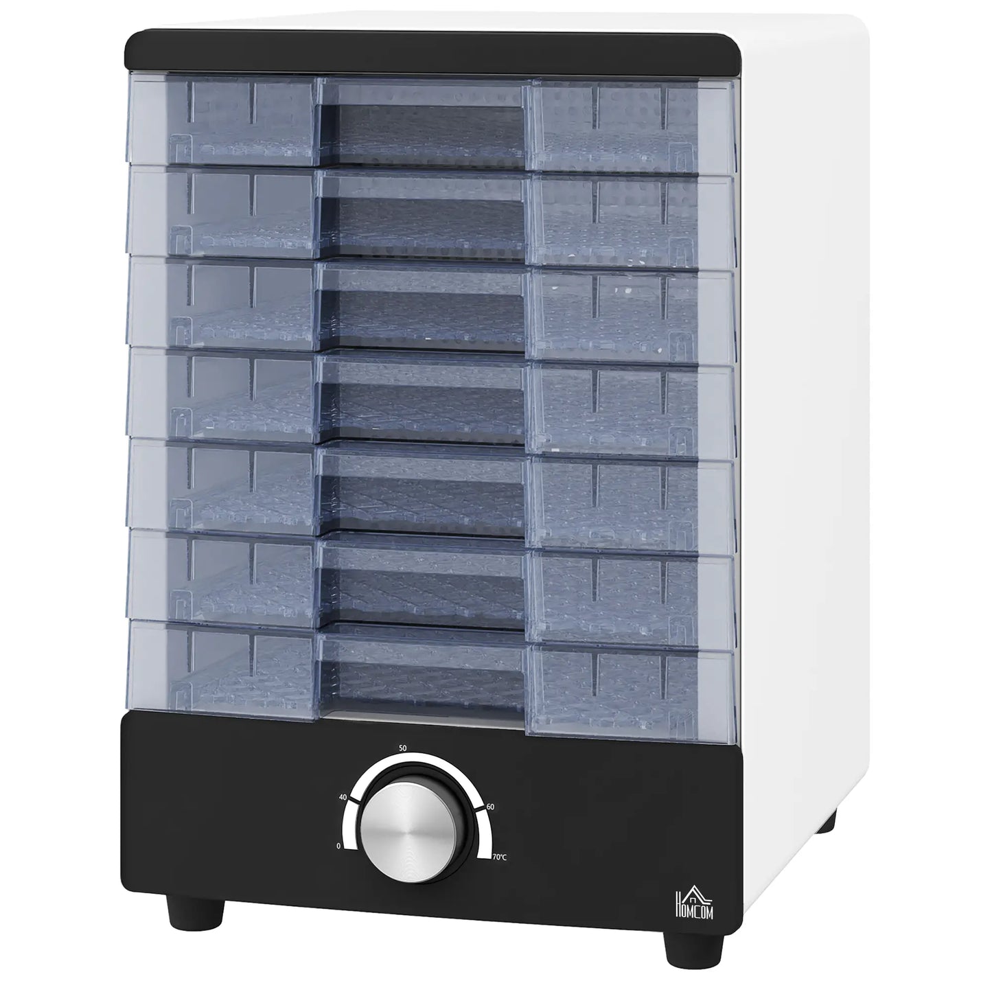 HOMCOM Seven Tray, 40-70°C Kitchen Food Dehydrator - White