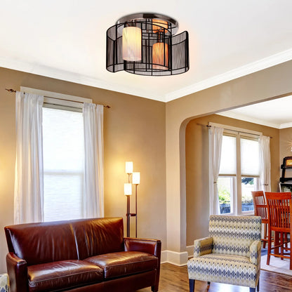 HOMCOM Modern Design Mini Style Flush Mount Ceiling Light Mount with Flush Metal Finish Chandelier for Hallway, Dining Room