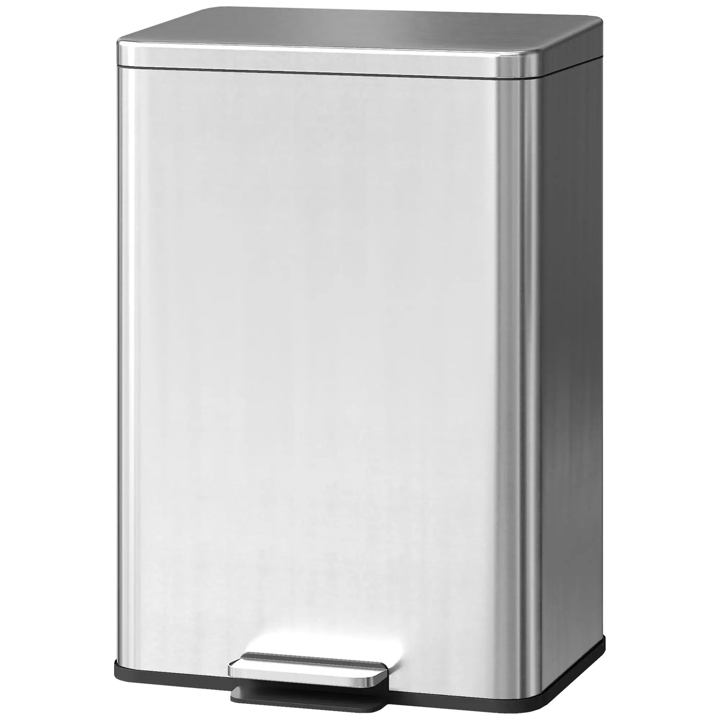 HOMCOM 20L Kitchen Bin with Soft-Close Lid & Stay-Open Function with Pedal & Removable Inner Bucket, Silver Tone