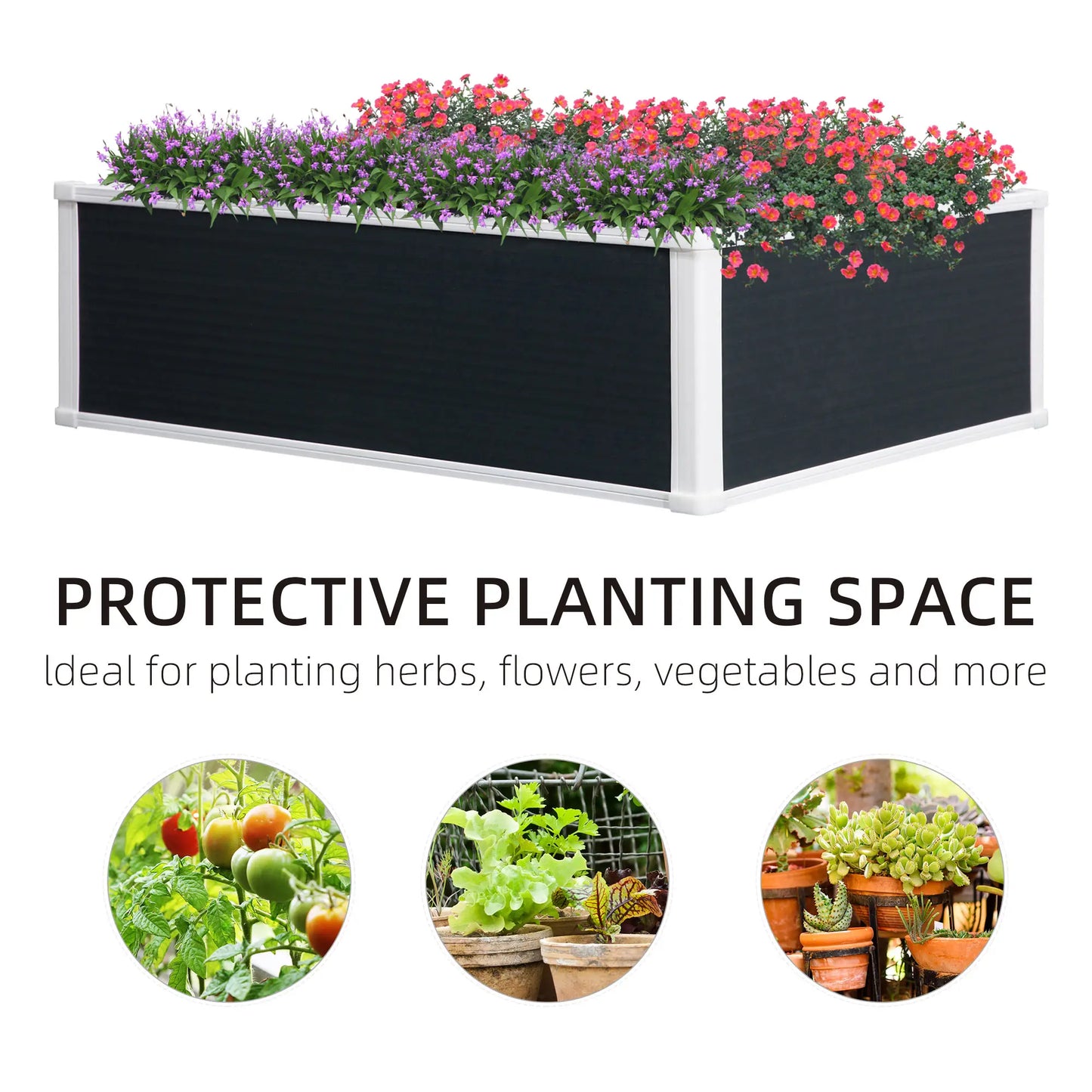 Outsunny 221L Raised Garden Bed, Weather-Resistant PP Planter Box Containers for Outdoor Patio Plant Flower