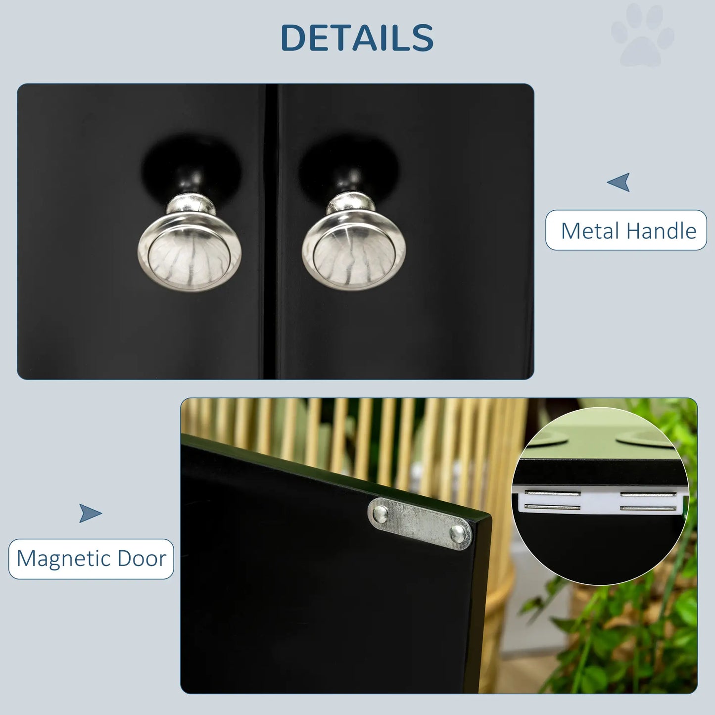PawHut Raised Pet Dog Feeder, with Two Bowls, Storage - Black