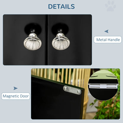 PawHut Raised Pet Dog Feeder, with Two Bowls, Storage - Black