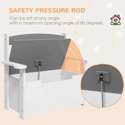 AIYAPLAY 2-in-1 Toy Box for Kids Storage with Lid for Bedroom, Nursery, Playroom, Grey