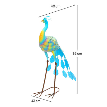 Outsunny Peacock Garden Statue, Standing Ornament, Metal, with Stakes for Patio Pond Landscape Decoration