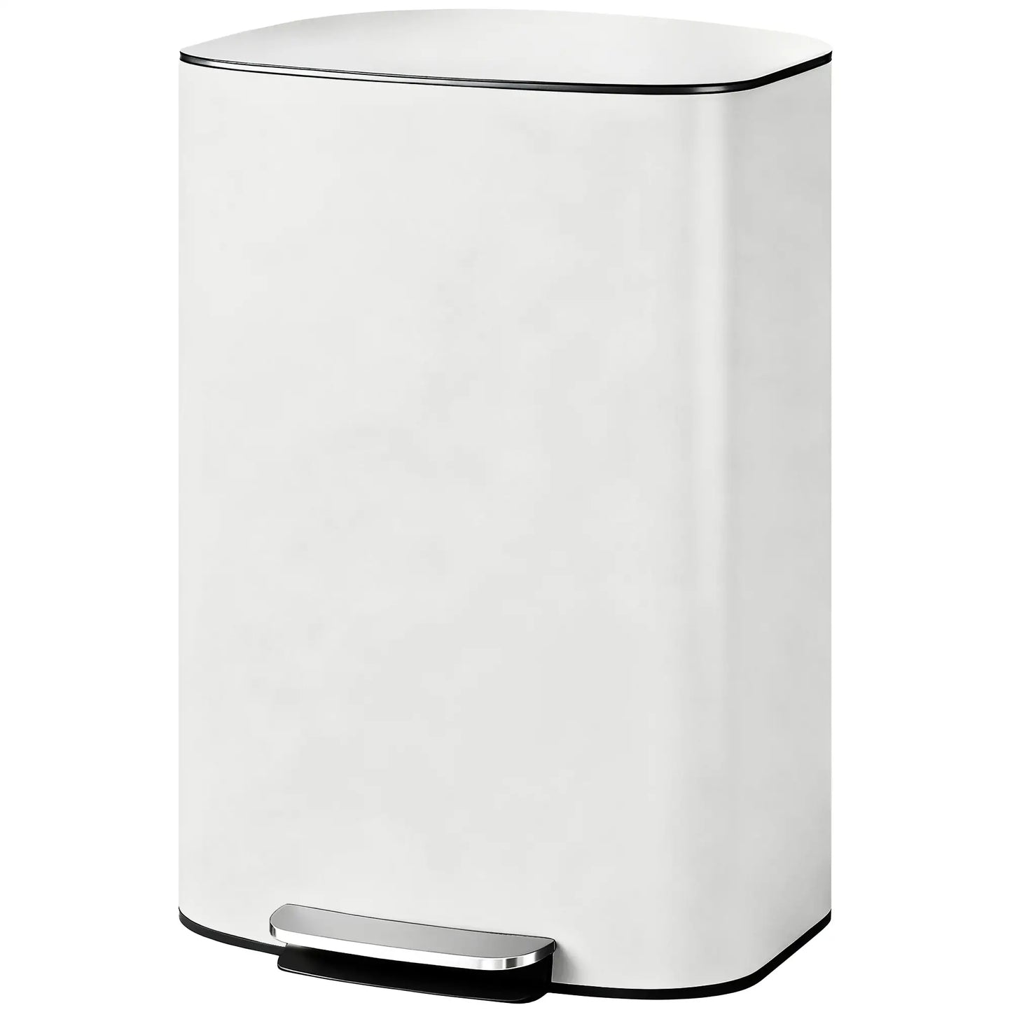 HOMCOM 50L Kitchen Bin with Soft-Close Lid, Stainless Steel Pedal Bin with Removable Inner Bucket, Carry Handle, Cream