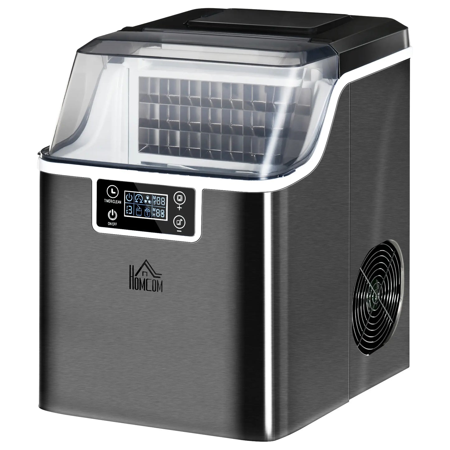HOMCOM 3.2L Compact Ice Machine with LCD Screen and Accessories - Black