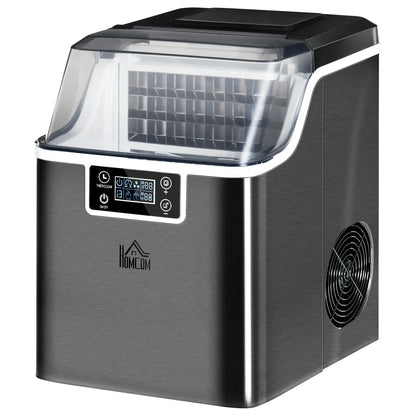 HOMCOM 3.2L Compact Ice Machine with LCD Screen and Accessories - Black