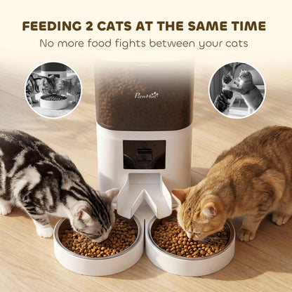 PawHut Automatic Cat Feeder for 2 Cats with HD Camera, 2.4G & 5G WiFi Pet Food Dispenser 6L APP Control