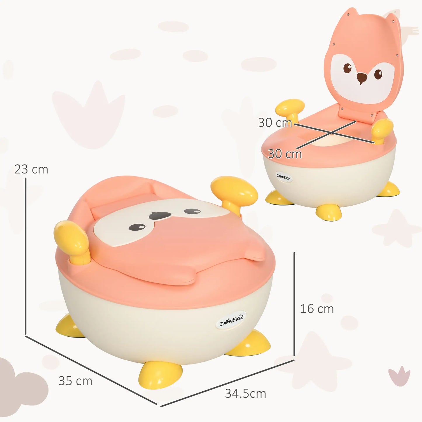 ZONEKIZ Baby Potty Training Toilet with Splash Guard, Anti-Tip Feet, Side Handles, Easy to Clean