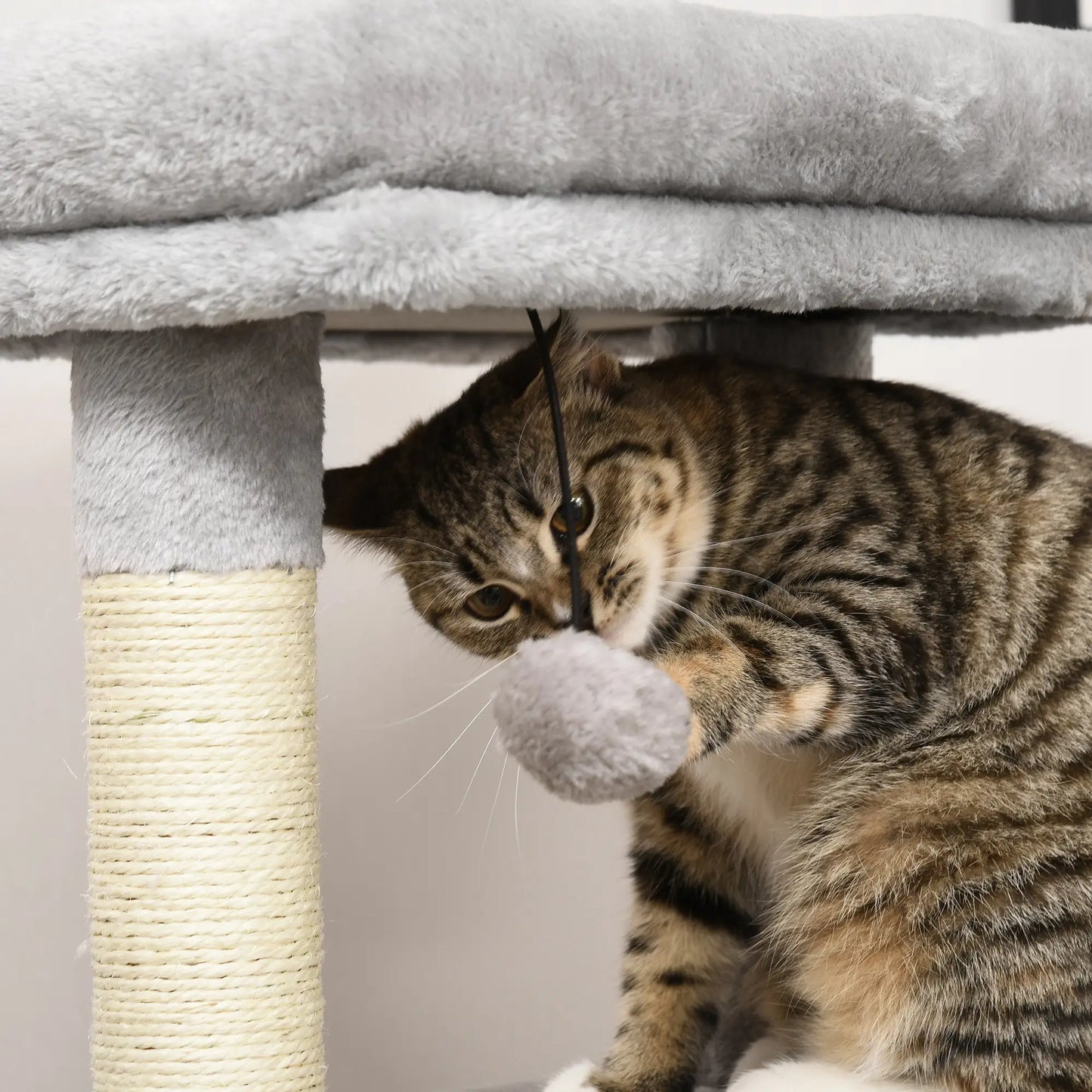 PawHut Cat Tree for Indoor Cats Climbing Tower Kitten Scratch Post Activity Center Kitten with Massage Toy Hanging Ball