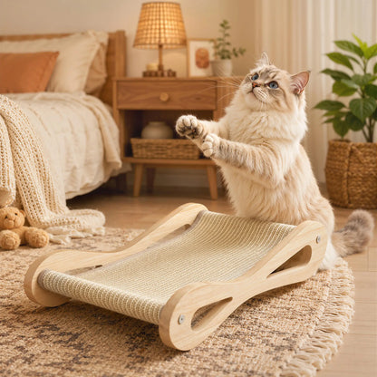 PawHut 2 in 1 Sisal Cat Scratcher Bed Cat Scratching Board and Lounger, Cream White