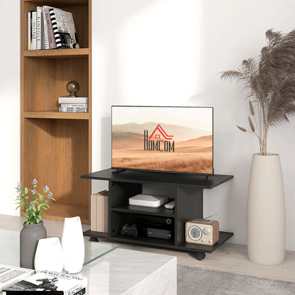 HOMCOM Modern TV Cabinet Stand Storage Shelves Table Mobile Bedroom Furniture Bookshelf Bookcase Black