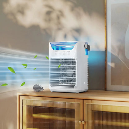 HOMCOM Mini Desk Fan with Adjustable Head, 3-Speed Small Fan & 700ml Water Tank, White