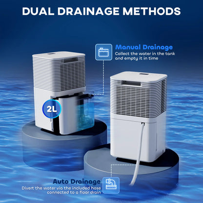 HOMCOM 2000ML Portable Quiet Dehumidifier, Electric Moisture Air De-Humidifier with 3 Modes for Home
