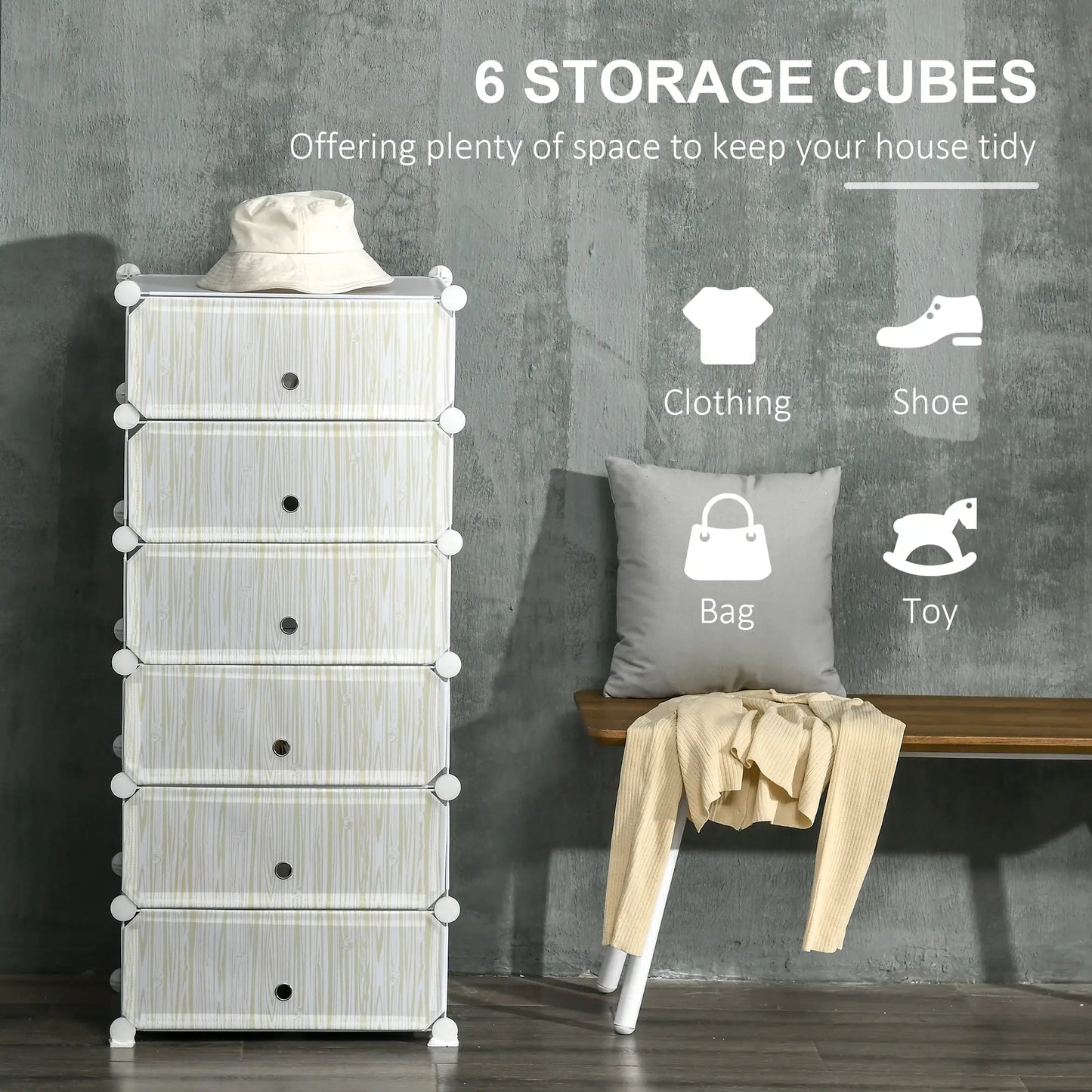 HOMCOM Six Cube Boxes Modular Storage Unit - White