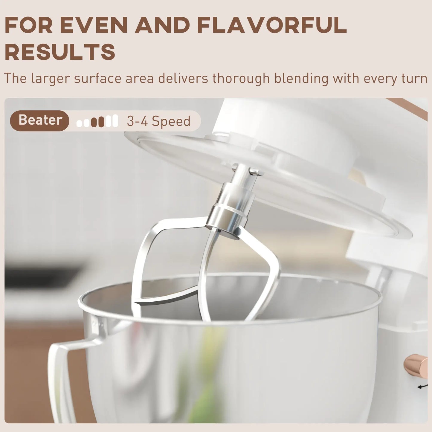 HOMCOM 1300W Home Kitchen Stand Mixer, with Accessories Versatile & Powerful - White