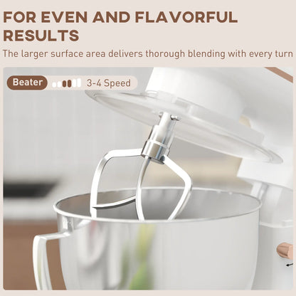 HOMCOM 1300W Home Kitchen Stand Mixer, with Accessories Versatile & Powerful - White
