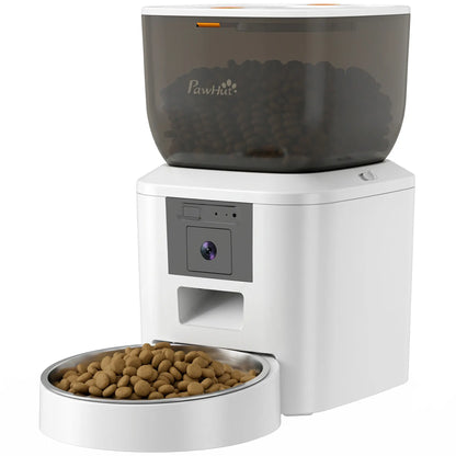 PawHut Automatic Cat Feeder with Camera, 2.4G WiFi, APP Control 4L Pet Feeder 1-10 Meals
