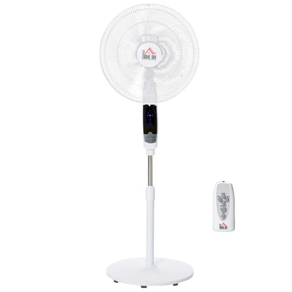 HOMCOM 16'' Pedestal Stand Fan, 3 Speed 3 Mode, 85° Oscillation, 3M Remote Controller, Height Adjustable, Black and White