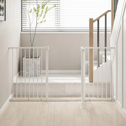 PawHut Dog Gate Stair Gate Pressure Fit Pets Barrier Auto Close for Doorway Hallway, 74-148cm Wide Adjustable