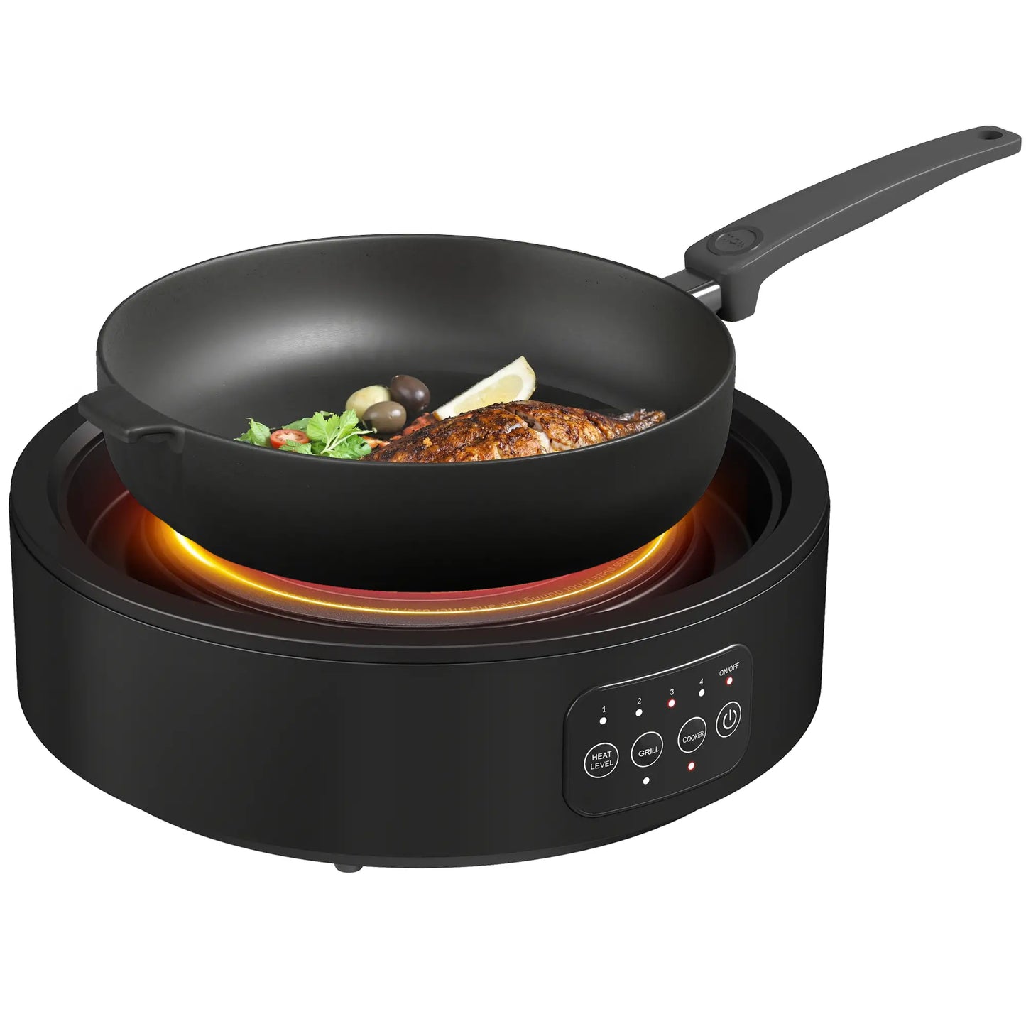 HOMCOM Electric Ceramic Hob with Grill Plate, Multifunctional with 4 Heat Levels for All Type Pot