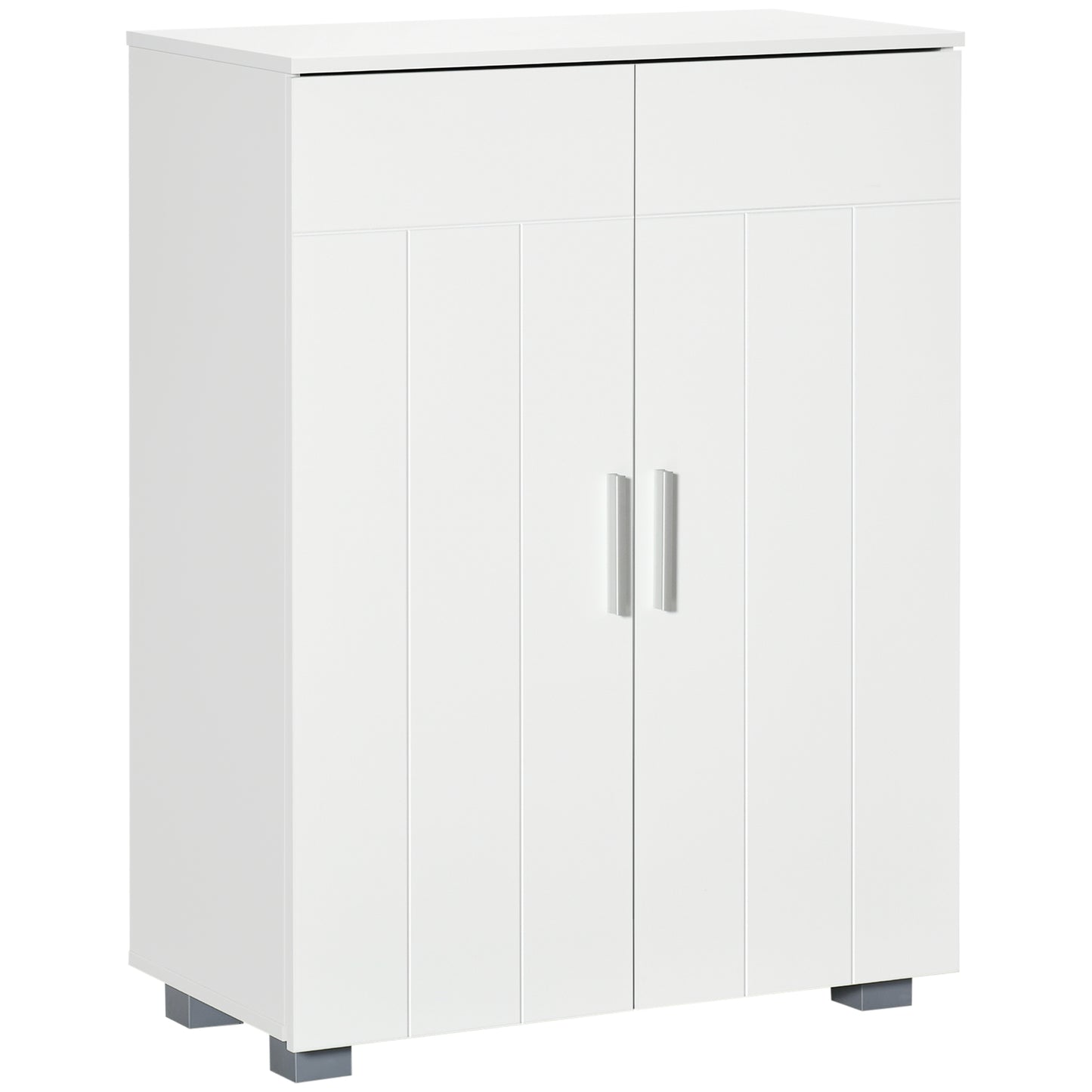 kleankin Bathroom Floor Cabinet, Free Standing Linen Cabinet, Storage Cupboard with 3 Tier Shelves, White