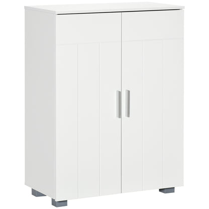 kleankin Bathroom Floor Cabinet, Free Standing Linen Cabinet, Storage Cupboard with 3 Tier Shelves, White