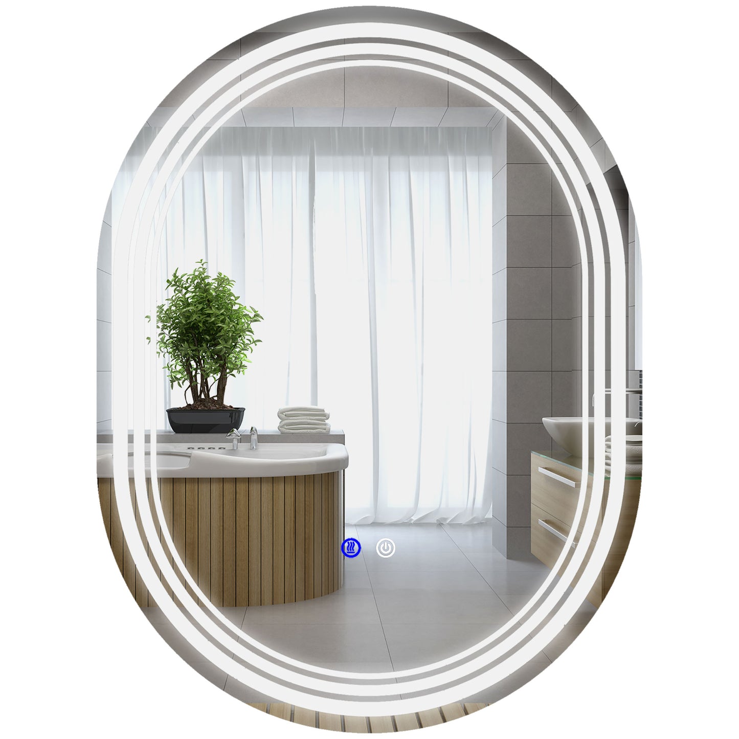 kleankin Bathroom Mirror with LED Lights Makeup Mirror, Anti-fog Touch, Switch, Vertical or Horizontal