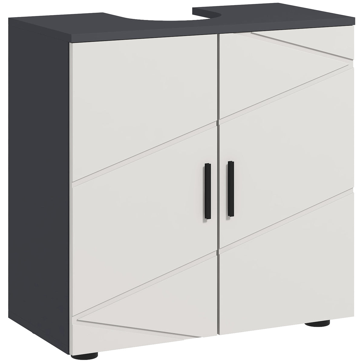 kleankin Under Sink Bathroom Cabinet, Adjustable Shelf, Storage Cupboard for Basin, Light Grey