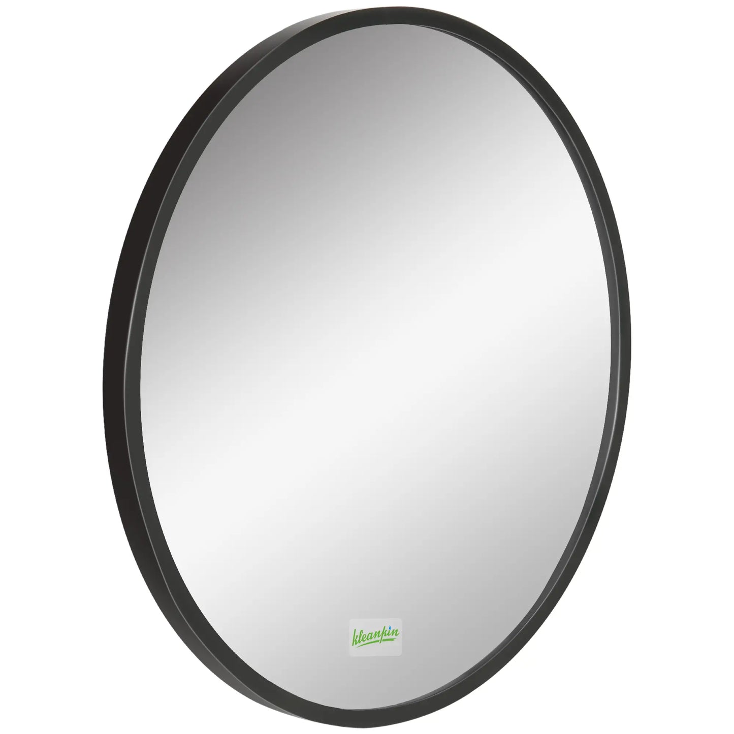 kleankin Round Bathroom Mirror, Modern Wall-Mounted Makeup Mirror with Aluminium Frame for Washroom Living Room, Black