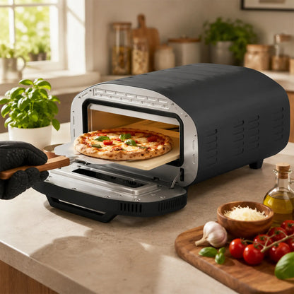 HOMCOM Electric Pizza Oven, Pizza Maker with 3 Knob Control & Ceramic Stone, Viewing Window, 2200W