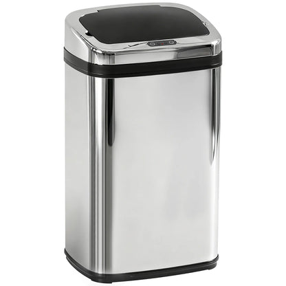 HOMCOM 30L Stainless Steel Motion Sensor Kitchen Bin with Lid - Silver Tone