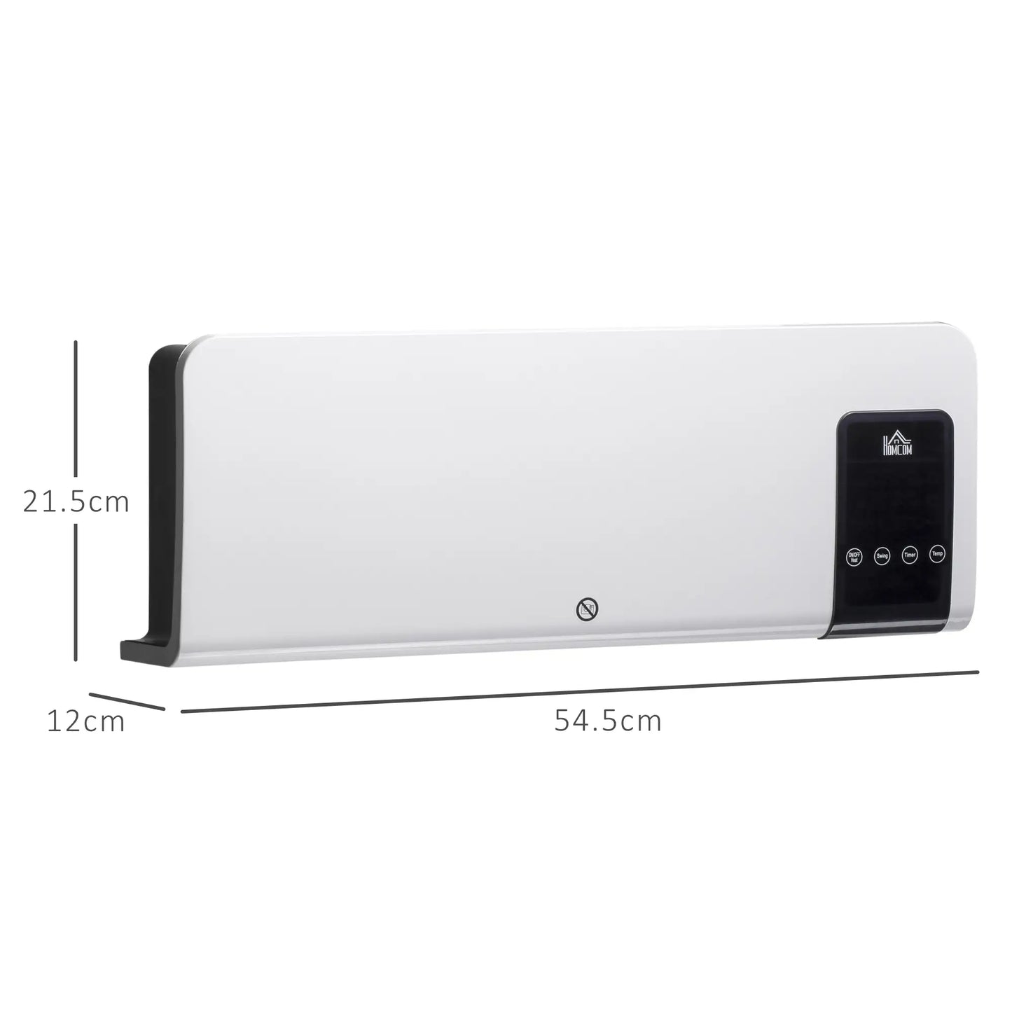 HOMCOM 2000W Wall-Mounted Electric Heater, 18-45°C Temperature, White