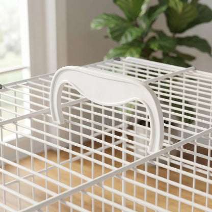 PawHut Bird Cage Foldable Portable Budgie Cage with Wooden Perch 2 Bowls for Travel, White