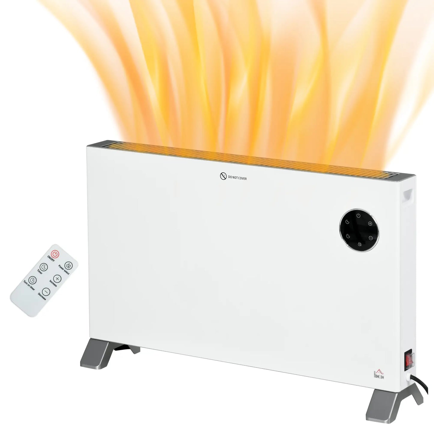 HOMCOM 2000W Electric Convector Heater, Freestanding Space Heater with 3 Heat Settings, Adjustable Thermostat, White