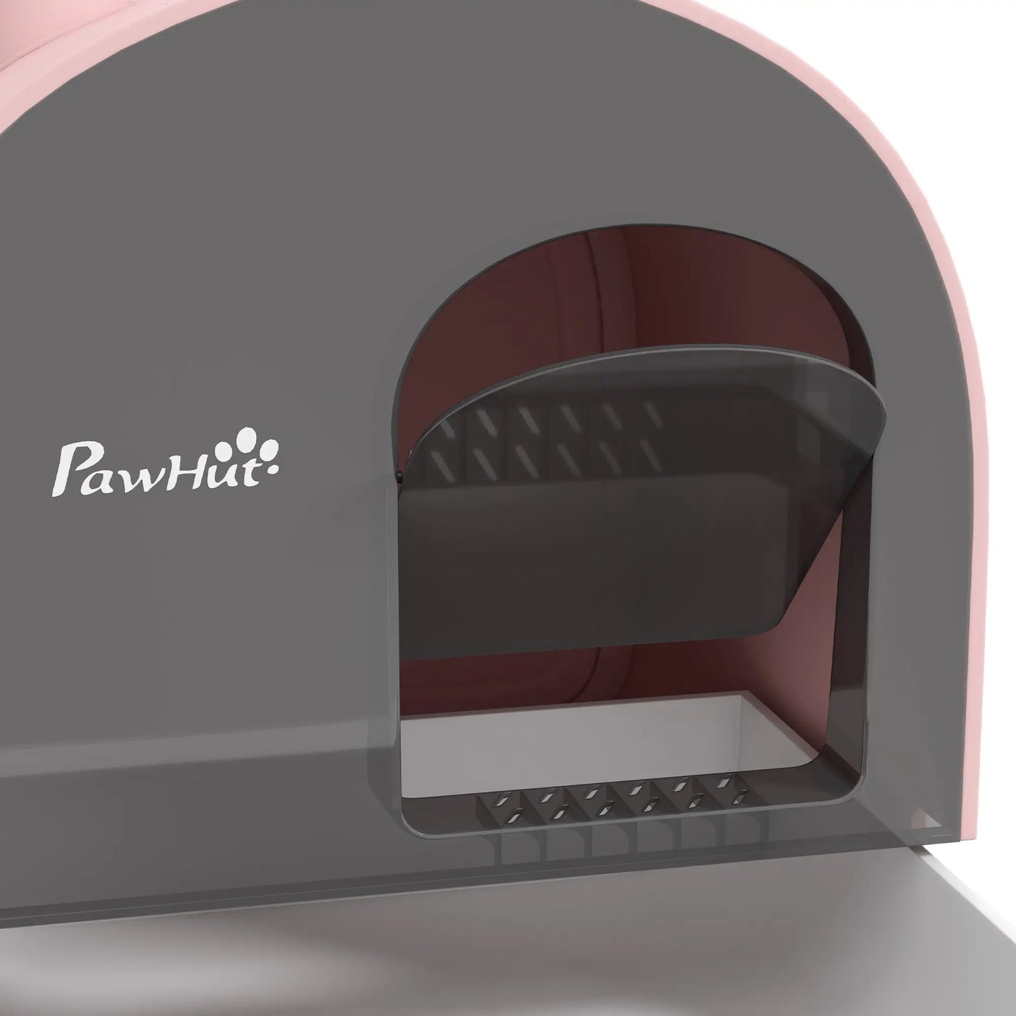 PawHut Hooded Cat Litter Box, Kitten Litter Tray with Lid, Scoop, Filter, Flap Door, Pink