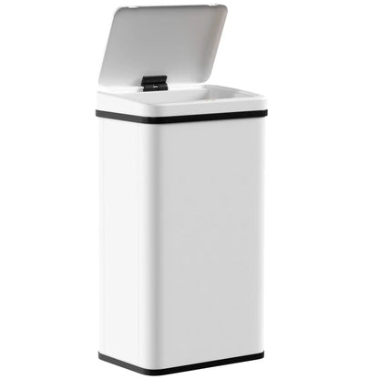 HOMCOM 50L Motion Sensor Kitchen Bin with Soft-Close Lid, Stainless Steel Automatic Touchless Bin, White