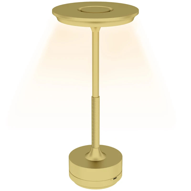 HOMCOM Cordless Table Lamp, Touch LED Desk Lamp with 4000mAh Rechargeable Battery, 3 Colour, for Bedroom Living Room
